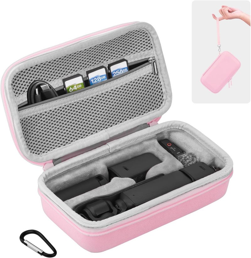 BRDRC Osmo Pocket 3 Case, Portable Carrying Bag Protective Hard Storage Bag for DJI Osmo Pocket 3 Creator Combo Camera Accessories with Wrist and Carabiner (Pink) - Image 1